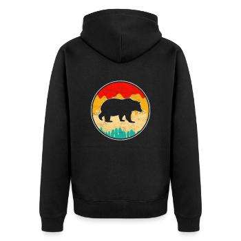 Bear Retro - Unisex Premium Organic Zip Hoodie - black - Back - Nico (187cm)