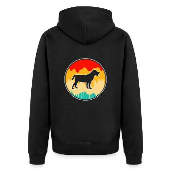 Hund Retro - Unisex Premium Bio Zip Hoodie - Schwarz - Hinten - Nico (187cm)