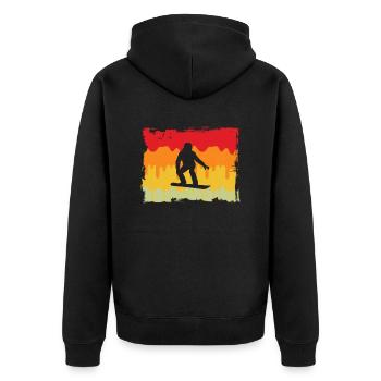Snowboarding Retro - Unisex Premium Bio Zip Hoodie - Schwarz - Hinten - Nico (187cm)