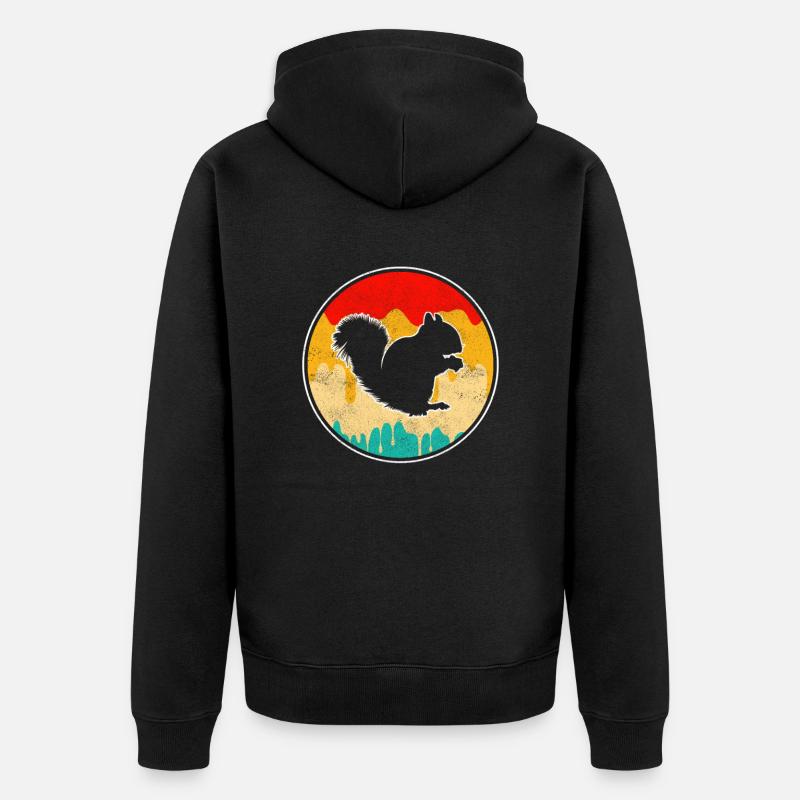 Écureuil Rétro - Veste à capuche bio Premium Unisexe - noir