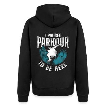 Parkour Free Running Traceur - Unisex Premium Organic Zip Hoodie - black - Back - Nico (187cm)
