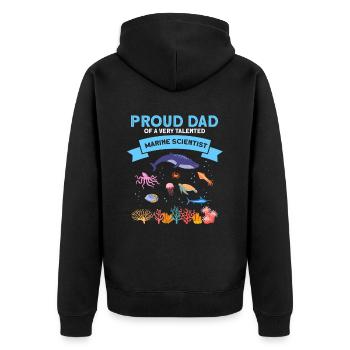 Proud Dad Marine Biologist Marine Biology Sea - Unisex Premium Organic Zip Hoodie - black - Back - Nico (187cm)