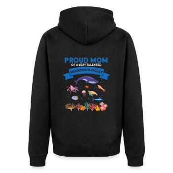 Proud Mom Microbiology Biology Biologist Sea - Unisex Premium Organic Zip Hoodie - black - Back - Nico (187cm)