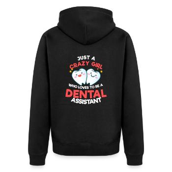 Zahnarzt Zahnarzthelferin Beruf Praxis I Geschenk - Unisex Premium Bio Zip Hoodie - Schwarz - Hinten - Nico (187cm)