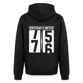 Birthday-O-Meter 76 Happy 76th Birthday Celebrant - Unisex Premium Organic Zip Hoodie - black - Back - Nico (187cm)