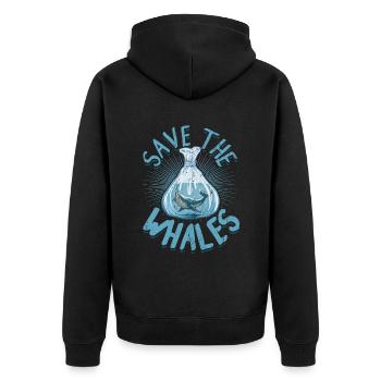 Rettet die Wale - Unisex Premium Bio Zip Hoodie - Schwarz - Hinten - Nico (187cm)