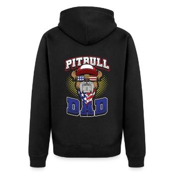 Amerikanischer Pitbull Dad 4. Juli - Unisex Premium Bio Zip Hoodie - Schwarz - Hinten - Nico (187cm)