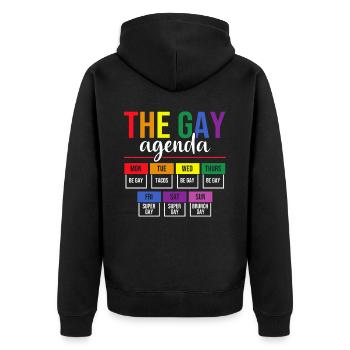 The Gay Agenda Gay Lesbian LGBT - Unisex Premium Organic Zip Hoodie - black - Back - Nico (187cm)
