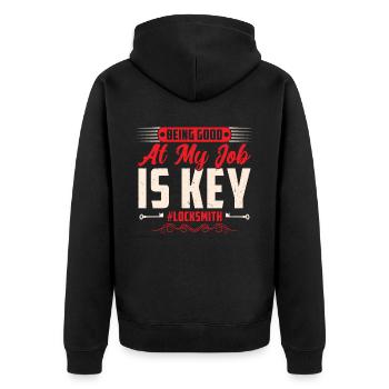 Being Good at My Job Is The Key - Unisex Premium Organic Zip Hoodie - black - Back - Nico (187cm)
