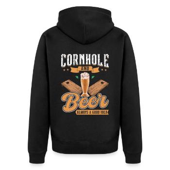 L’aveugle et la bière sont toujours une bonne idée - Veste à capuche bio Premium Unisexe - noir - Dos - Nico (187cm)
