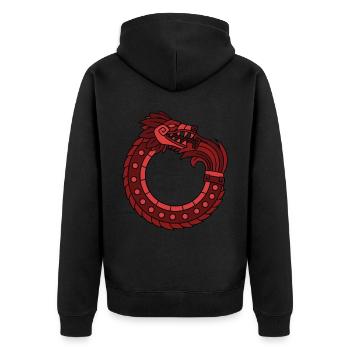 Quetzalcoatl Ouroboros Alte aztekische Schlange Ma - Unisex Premium Bio Zip Hoodie - Schwarz - Hinten - Nico (187cm)