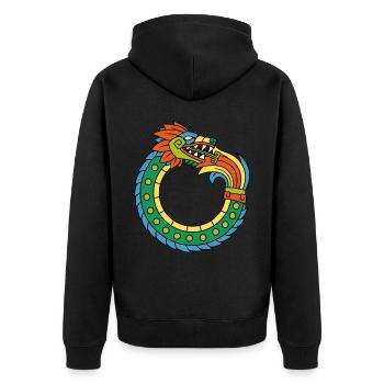 Quetzalcoatl Ouroboros Alte aztekische Schlange Ma - Unisex Premium Bio Zip Hoodie - Schwarz - Hinten - Nico (187cm)