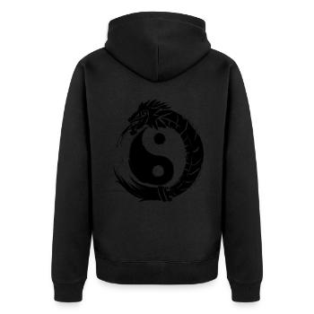 Quetzalcoatl Ying Yang Ancient Aztec Serpent - Unisex Premium Organic Zip Hoodie - black - Back - Nico (187cm)