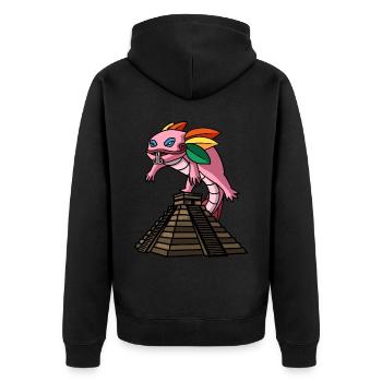 Quetzalcoatl Axolotl Aztèque Temple Maya Inca - Veste à capuche bio Premium Unisexe - noir - Dos - Nico (187cm)