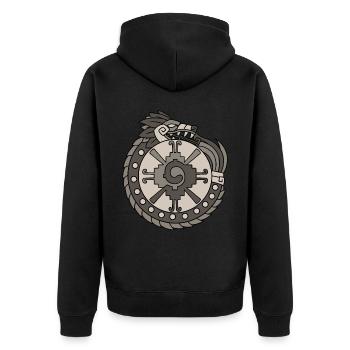 Quetzalcoatl Ouroboros Azteken Alte Maya Inka Gesc - Unisex Premium Bio Zip Hoodie - Schwarz - Hinten - Nico (187cm)