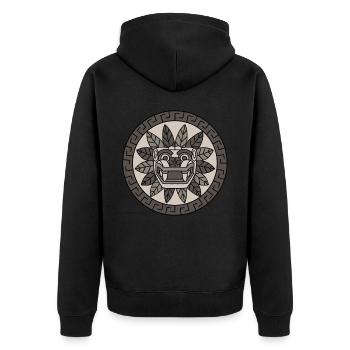 Quetzalcoatl Azteken Gefiederte Schlange Maya Inka - Unisex Premium Bio Zip Hoodie - Schwarz - Hinten - Nico (187cm)