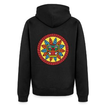 Quetzalcoatl Azteken Gefiederte Schlange Maya Inka - Unisex Premium Bio Zip Hoodie - Schwarz - Hinten - Nico (187cm)