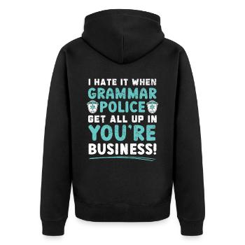 Si la police de grammaire s’implique dans votre entreprise - Veste à capuche bio Premium Unisexe - noir - Dos - Nico (187cm)