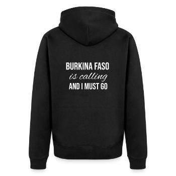 Burkina Faso - Unisex Premium Bio Zip Hoodie - Schwarz - Hinten - Nico (187cm)