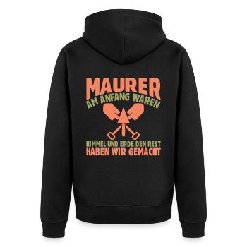 Maurer Lustige Sprüche - Unisex Premium Bio Zip Hoodie - Schwarz - Hinten - Nico (187cm)