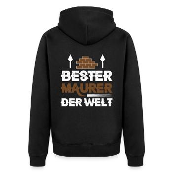 Bester Maurer der Welt - Unisex Premium Bio Zip Hoodie - Schwarz - Hinten - Nico (187cm)