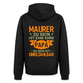 Lustige Sprüche Maurer Vater Papa - Unisex Premium Bio Zip Hoodie - Schwarz - Hinten - Nico (187cm)