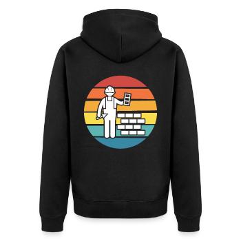 Maurer Retro - Unisex Premium Bio Zip Hoodie - Schwarz - Hinten - Nico (187cm)