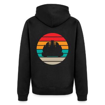 Maurer Retro - Unisex Premium Bio Zip Hoodie - Schwarz - Hinten - Nico (187cm)