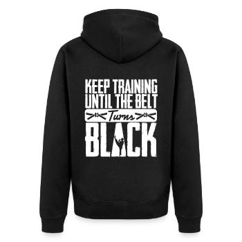 TKD Korean Martial Arts Tae Kwon - Unisex Premium Bio Zip Hoodie - Schwarz - Hinten - Nico (187cm)