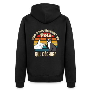 poto amis cadeau propriétaire chats lunettes cool - Veste à capuche bio Premium Unisexe - noir - Dos - Nico (187cm)