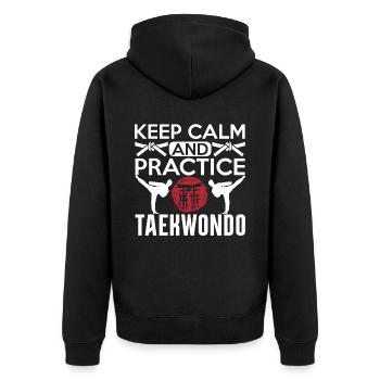 TKD Korean Martial Arts Tae Kwon - Unisex Premium Bio Zip Hoodie - Schwarz - Hinten - Nico (187cm)