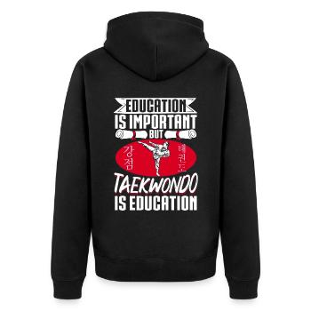 TKD Korean Martial Arts Tae Kwon - Unisex Premium Bio Zip Hoodie - Schwarz - Hinten - Nico (187cm)