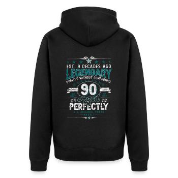 Vintage Legendary - Aged perfectly 90th birthday - Unisex Premium Organic Zip Hoodie - black - Back - Nico (187cm)