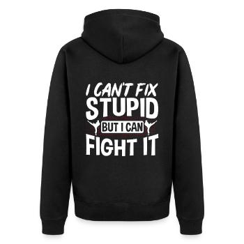 TKD Korean Martial Arts Tae Kwon - Unisex Premium Bio Zip Hoodie - Schwarz - Hinten - Nico (187cm)