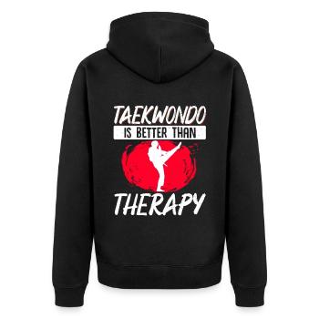 TKD Korean Martial Arts Tae Kwon - Unisex Premium Bio Zip Hoodie - Schwarz - Hinten - Nico (187cm)