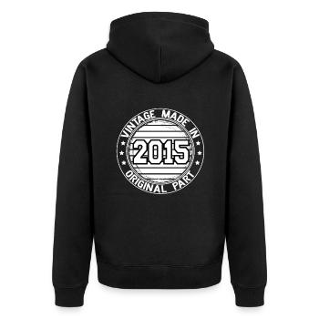 Vintage Made In 2015 Original Part Geburtstag 2015 - Unisex Premium Bio Zip Hoodie - Schwarz - Hinten - Nico (187cm)
