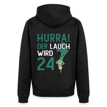 Herren 24. Geburtstag Hurra der Lauch wird 24 - Unisex Premium Bio Zip Hoodie - Schwarz - Hinten - Nico (187cm)