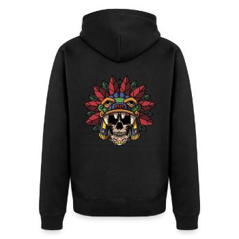 Quetzalcoatl Aztec Gothic Skull Goth Maya Inca G - Unisex Premium Organic Zip Hoodie - black - Back - Nico (187cm)
