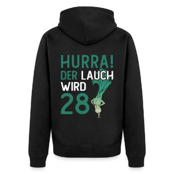 Herren 15. Geburtstag Hurra der Lauch wird 15 - Unisex Premium Bio Zip Hoodie - Schwarz - Hinten - Nico (187cm)