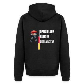 Offizieller Bundesgrillmeister Grill & Barbecue - Unisex Premium Bio Zip Hoodie - Schwarz - Hinten - Nico (187cm)
