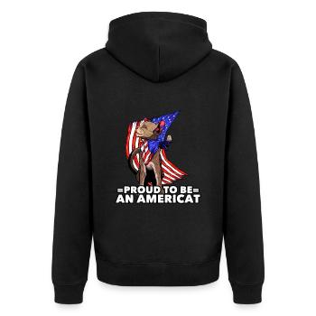Proud to be an ameri-cat July 4 - Unisex Premium Organic Zip Hoodie - black - Back - Nico (187cm)