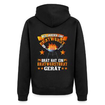 Offizieller Bundesgrillmeister Grill & Barbecue - Unisex Premium Bio Zip Hoodie - Schwarz - Hinten - Nico (187cm)
