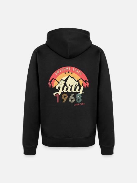 Retro Im Juli 1968 - Unisex Premium Bio Zip Hoodie - Schwarz
