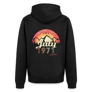 Rétro en juillet 1971 - Veste à capuche bio Premium Unisexe - noir - Dos - Nico (187cm)
