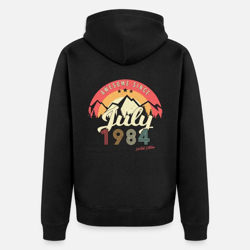 Juli 1984 Geschenkidee - Unisex Premium Bio Zip Hoodie - Schwarz