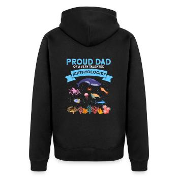 Fier Papa Ichtyologiste Biologiste marin Océan Mer - Veste à capuche bio Premium Unisexe - noir - Dos - Nico (187cm)