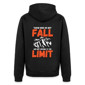 Those who do not fall are not driving to the limit - Unisex Premium Organic Zip Hoodie - black - Back - Nico (187cm)