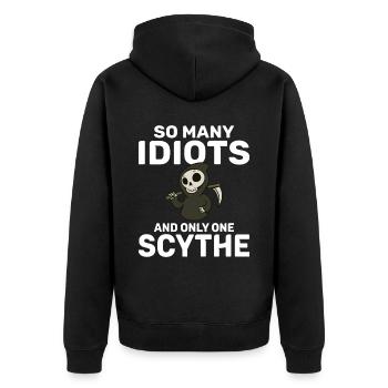 Tant d’idiots et une seule faux d’humour noir - Veste à capuche bio Premium Unisexe - noir - Dos - Nico (187cm)