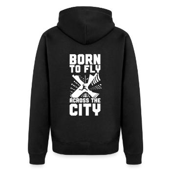 Parkour Free Running Traceur - Unisex Premium Bio Zip Hoodie - Schwarz - Hinten - Nico (187cm)