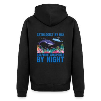 Cetologe Delfin Flüsterer Zooologe Meeresbiologe - Unisex Premium Bio Zip Hoodie - Schwarz - Hinten - Nico (187cm)